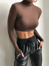 Sheath Solid Turtleneck Autumn Stretch Casual Undershirt All-match Crop Tops