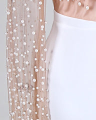 Beaded Embellished Mesh Patchwork Slit Dress