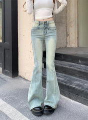 Blue Flare WomenStreet Low Waist Girls Stretch Slim Denim Long Jeans