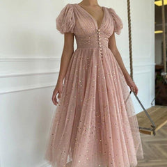 Black Mesh Starry Tulle Elegant Dresses