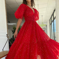 Black Mesh Starry Tulle Elegant Dresses