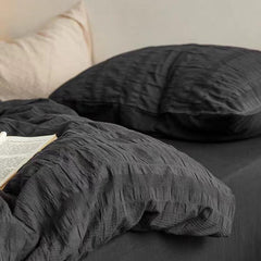 Black Seersucker Duvet Cover