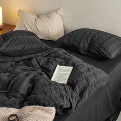 Black Seersucker Duvet Cover