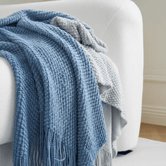 Blue Ombre Knit Blanket