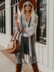 Clothes Patchwork Long Coat Female Winter Vintage Knitwear Sweaters Coat