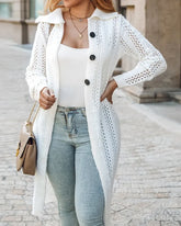 Sleeve Cardigan Autumn Turn Down Collar Knit Elegant Single Breasted Jumpers Coat