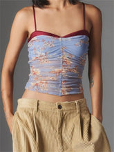 Cropped Camis Summer Ruched Spaghetti Strap Leopard/Floral Print Vest Clubwear Crop Tops