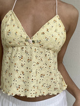 Retro Lace Halter Camis Embroidery Floral Print Backless Tie-up Summer Mini Vest Crop Tops