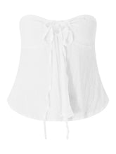 Ruched Tube for Front Tie-up Ruffles Summer Party Clubwear Tank Mini Vest New Crop Tops