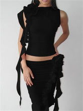 3D Flower Mesh Sheer Ruffles Tassels See Through Sleeveless Spaghetti Strap Camis Y2K Clothes Crop Tops