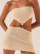 FashionSierra -Knitted Hollow Out Tube Mini Dress