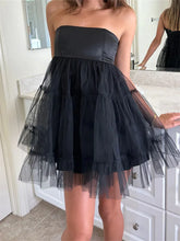 Tulle Tutu Tube Solid Color Strapless Off Shoulder Mini Dress