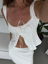 Y2K Square Neck Bustiers Lace Patchwork Low Cut Front Buttons Up Fairycore Tank Crop Tops