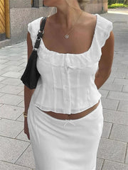 Elegant Lace V Neck Camis Spaghetti Strap Slim Vest Vintage Backless Tank Summer Clothes Crop Tops