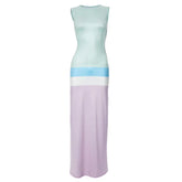 Autumn And Winter Macaron Sleeveless Round Neck Sweetie Long Dresses Streetwear Maxi Dress