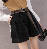 Casual Streetwear Shorts Winter High Waist Corduroy Ladies Shorts