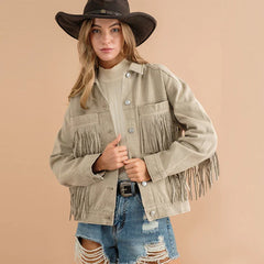 Streetwear Vintage Long Sleeve Outerwear Fringe White Coat