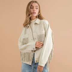 Streetwear Vintage Long Sleeve Outerwear Fringe White Coat