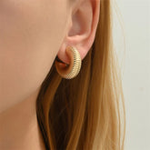 Exaggerate Big Round Circle Drop Dupes Chunky TearDrop Stainless Steel Earring