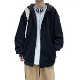 Clothes Hoodies Sweatshirt Drawstring Zip Up Drop Shoulder Streetwear Tops Coat
