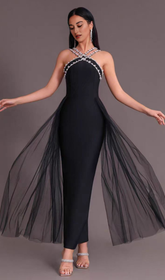 RHINESTONE DETAIL ASYMMETRICAL HEM CAMI DRESS