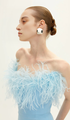 FEATHER MINI DRESS IN ROYAL BLUE