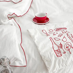 Contrast Flange Cotton Duvet Cover