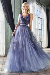 Deep V-neck Shiny Tulle Cocktail Dresses