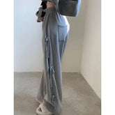 New Girl Side Tie Bow Sports Sweatpants Wide Leg Pants