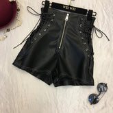 winter fashion casual cute shorts outerwear pu leather