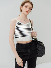 Retro Style Striped Camisole Autumn Sleeveless Knitted Top Tank Top