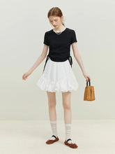 Knitted Summer Girl Short Fit Black Pink WomenShort Sleeve T-shirt