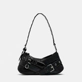 Goth Y2K Black Punk Rivet Chain School PU Leather Skeleton Fashion Backpack Bag