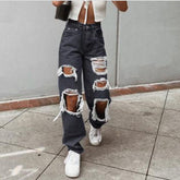 High Waist Loose Comfortable Ripped Jeans Pants Sexy Fashion Boyfriend Denim Pencil Pant