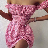 Elegant Off-Shoulder Floral Mini Dress Boho Dress