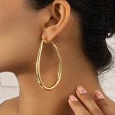 Geometric Metal Jewelry Gift Irregular Circle Oval Femme Cold Earring