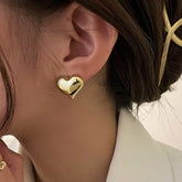 Gold Color Surface Love Heart Shaped Minimalist Fashion Bridal Jewelry Earring