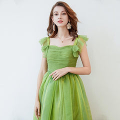 Bow Detaiing Ruched Bodice Elegant Long Party Prom Dress