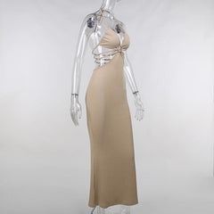 Sexy Backless Halter Long Maxi Dresses