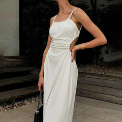 Sexy Open Back Spaghetti Strap Long Dress