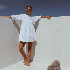 Summer Beach White Ruffles Dress