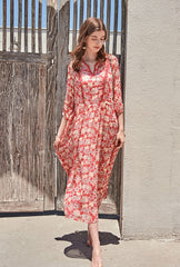 Sexy V Neck 3/4 Sleeves Floral Printed Lace Patchwork Holiday Dresses