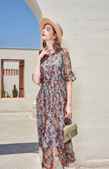 Lace Up Waist Fashion Casual Mid Calf Dresses