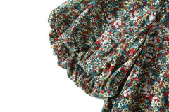 V Neck Short Sleeves Printed Ruffles Fashion Dress