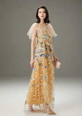 Layered Ruffles Elegant Long Party Prom Dressess