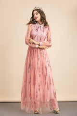 Long Sleeves Sequined Patchwork Elegant Maxi Party Dresses