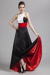 Runway Designer Dresses Spaghetti Stripes Patchwork Color Block Fashion Hi-Low Party Prom Long Dresses