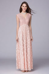 Lace Patchwork Elegant Party Prom Floor Length Runway Dresses