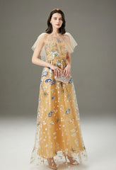 Layered Ruffles Elegant Long Party Prom Dressess