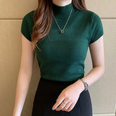 Half Turtleneck Short Sleeve Korean Style Top